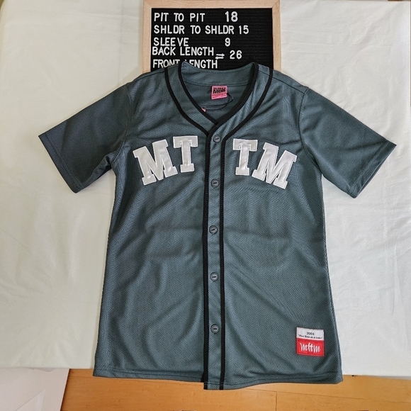 Married to the Mob green short sleeve baseball button up jersey women's size S - Picture 12 of 12